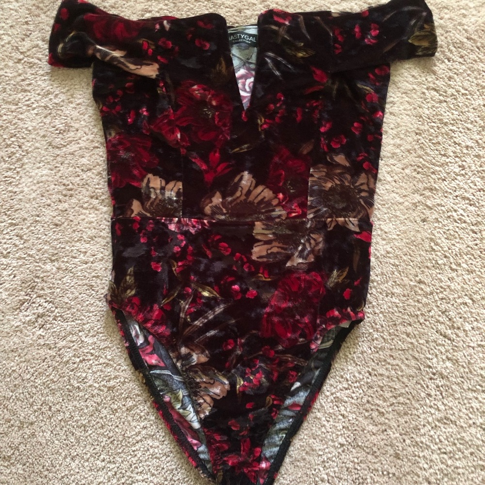 Nastygal floral velvet bodysuit